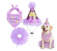 Dog Birthday Outfit, Cute Hat Dress, Bandana ancha mediana pequeña con tutu Skirt Accessory, Pet Party Traje, Girl Dogs Dress with Fun Design, Adults Lovers Families Friends Women Celebration