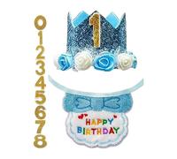 Dog Birthday - Party Decorations Adjustable Bib | Scarf and Hat Set with Number Puppy Celebration Costume Party Accessories for Dogs, Cats and Small Animals