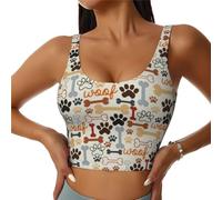Dog Bones Paw Prints - Sujetador deportivo básico para mujer, espalda cruzada, sin mangas, brasier deportivo en U, Negro, XXL