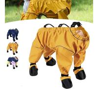 Dog Boots Leggings Waterproof Dog Pants, Adjustable Suspender Boots for Dogs,Outdoor Walking Running Hiking Booties (Yellow,XL)