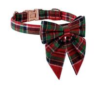 Dog Bow Tie Collar - Polyester-Cotton, Adjustable Pet Collar, Holiday Pet Accessory | Puppy Cat Gift, Lightweight, Buckle Fastening, Cute Design, For Small Medium Large Dogs