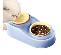Dog Bowl Set, Raised Pet Bowls, Double Pet Dishes, Raised Pet Double Dishes With A 15 Degree, Tilted Dog Bowls, Puppies, 5.75x8.27x4.72 Inches, White, Blue And Green