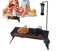 Dog Bowl Stand, Multifunctional Metal Pet Feeder with Lamp Rack, Travel Food Water Dishes for Cats Dogs, Car Show, Mountaineering, Outdoor Indoor Use 15.35x6.69x4.33 Inches