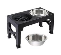 Dog Bowls | 5 Heights Adjustable Stand | Stainless Steel Raised Dog Bowl Slow Feeder Dish | For Pets Puppies Cats Eating Drinking Home Travel