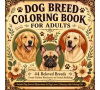 Dog Breed Coloring Book for Adults: 44 Beloved Breeds From Golden Retrievers to French Bulldogs: Detailed Dog Portrait Illustrations for Dog Lovers | Relaxing Adult Coloring Gift