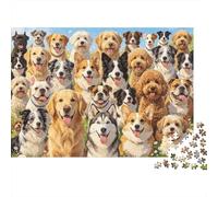 Dog Breeds Collage Puzzle 1000 Piezas Material Reciclable Puppy Party Puzzles for Ancianos Alivia la Demencia Senil Divertido Actividad Excelente Idea de Regalo 52x38cm/1000pcs