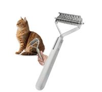 Dog Brush, Dematting Comb, Shedding Rake, Doble cara Teeth, Metal Tool Unraveling, Home Grooming for Medium Large Dogs, 19,2 x 8,7 cm, 7,56 x 3,43 pulgadas, Silver 1 Pack