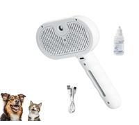 Dog Brush Pet Spray Hair Removal Comb,3 In 1 Comb, Steam With Water Tank And Release Button, For Pets Shedding & Grooming (White)