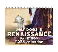 Dog Calendar 2026,Ugly Dog Spiral Bound Renaissance Planner - Wall Decor Planner | For Habit Health Mental Study School Task Home Cleaning Exercise Workout Vacation Party