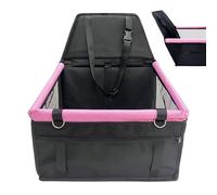 Dog Car Seat, 15.75x14.57x16.93 Inch Safety Bed with Mesh Window, Removable Washable Pet Booster, Reinforced Car Seat with Storage Pocket, Travel Accessory for Dogs & Cats