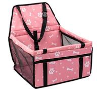 Dog Car Seat, Booster Travel Carrier, 15.75x13.78x9.84 Inches Foldable Pet Carseat, Built-in Storage Pocket, Secure Elevated Design for Road Trip Long Driving Vet Park Puppy Ride