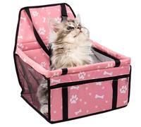 Dog Car Seat, Booster Travel Carrier, 15.75x13.78x9.84 Inches Foldable Puppy Carseat, Portable Pet Accessory with Storage Pocket for Long Drives Vet Visits and Park Adventures