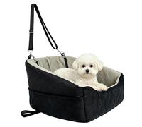 Dog Car Seat - Small Pet Travel Booster for Safety Belt Storage Pocket | Anti Slip Portable Bed with Cat Puppy Kitten, Automotive SUV Sedan Van RV Travel Carrier for Small Dogs Cats