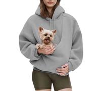 Dog Carrier Hoodie for Small Dogs & Cats, Soft Warm Pet Pouch Hoodie for Indoor Cuddles, Walking (Light Gray,X-Large)