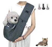 Dog & Cat Carrier Sling - Suitable for Small Dogs, Adjustable Padded Shoulder Straps with Pocket, Up to 15lbs, Breathable Fabric, Designed for Everyday Travel (Dark Gray)