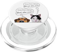 Dog & Cat Funny Humor - Work from Home? Best Idea Worst Idea PopSockets PopGrip para MagSafe