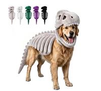 Dog Cat Pet Dinosaur Skeleton Costume,Funny Halloween Costumes，Gray：XXL