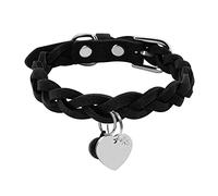 Dog Cats Collar Suede Leather Personalized Puppy Kitten Braided Collars with Bell Engraving ID Tag Nameplate