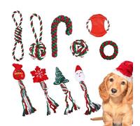 Dog Chew Toy, Teeth Rope Toy, Set of 10 Christmas Teething Rope Toys, Braided Rope Dog Toys, Rope Chew Toy, Rope Toy, Snowflakes Teeth Rope Toys Kit Interactive for Teeth Cleaning