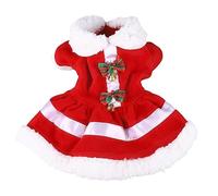 Dog Christmas Dress with Doll Collar | Thickened Warm Puppy Holiday Costume | Cute Pet Party Outfit with Bell for Christmas/Cosplay/Family Photos (S)