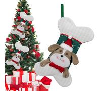 Dog Christmas Stocking, Bone Shape Stockings, Puppy Christmas Stocking, Pet Christmas Decorations, Fireplace Hangable Stocking, Festive Dog Stocking, Holiday Stocking For Pets