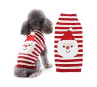 Dog Christmas Sweater Christmas Pet Costume Cute Stripe Santa Claus Costume Holiday Dog Cat Dress Small and Medium Dog New Year Gift (XS, Red and Whit