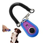Dog Clicker - Entrenador de mascotas de doble color para cachorros, herramienta de apoyo de comportamiento con correa de muñeca, diseño ovalado portátil para animales pequeños, medianos y grandes