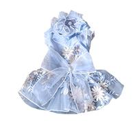 Dog Clothes Embroider Flowers Light Blue Fairy Princess Dress Gown Cute Pet Outfit Maltese Poodle (Size : X-Small) (Medium)