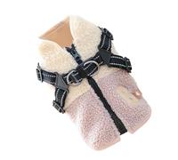 Dog Clothes - Windproof Fleece Lined Vest Back Opening Warm Dog Jacket with Harness, Small and Medium Pet Winter Coat, Cute Pet Clothes For Autumn Outdoor Walking Travel
