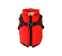 Dog coat, coat with harness, thick warm coat, clothing for small medium dogs, Chihuahua - Type A3-red-S