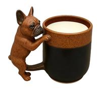Dog Coffee Mug - 11x10x14cm Dachshund & French Bulldog Cup | Ceramic Resin Stainless Steel Liner Cute Pet Lover Coffee Tea Mug Home Kitchen Decoration Gift