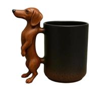 Dog Coffee Mug - 11x10x14cm Dachshund & French Bulldog Cup | Ceramic Resin Stainless Steel Liner Cute Pet Lover Coffee Tea Mug Home Kitchen Decoration Gift