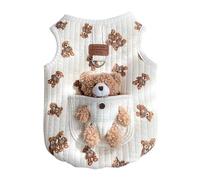 Dog Cold Weather Coats, Windproof Dog Jacket, Dog Vest Coat with D-Ring, Cold Weather Cotton Dog Coat, Bear Design Dog Jacket, Cute Dog Jacket for Winter, Winter Coat for Small Dogs