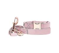 Dog Collar And Dog Leads(6.6') Set - Soft Vegan Leather with Rose Gold Metal Buckle, Adjustable 3 Lengths Leash for Small Medium Large Dogs Training &