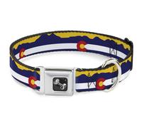 Dog Collar Bone Colorado Flag/Mountain Silhouette Yellow Large (Importación USA)