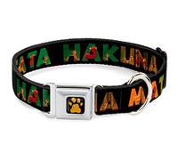 Dog Collar Seatbelt Buckle Hakuna Matata Black Lion King Scenes 18 to 32 Inches 1.5 Inch Wide