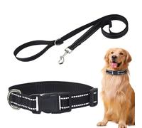 Dog Collar Set, Reflective Leash Set, Pet Harness with Quick Release Buckle, Breathable and Adjustable Design, Multiple Small to Large Black Available, Outdoor Puppy Training