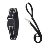 Dog Collar Set, Reflective Leash Set, Pet Harness with Quick Release Buckle, Breathable and Adjustable Design, Multiple Small to Large Black Available, Outdoor Puppy Training