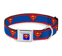 Dog Collar SMC-Superman Blue Superman Shield/Stripe Red/Blue M (Importación USA)