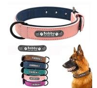 Dog Collars Personalized, Custom Leather Dog Collar, Name ID Tags For Small Medium Large Dogs Pitbull Bulldog Beagle Correa Perro(M)