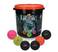 Dog Comets Pack de 6 Pelotas para Perros Ø6 cm - Juguetes de Caucho 100% Natural - Flotantes y Rebotantes - Incluye Cubo Práctico