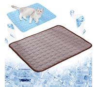 Dog Cooling Mat (4X More Effective), Dog Cooling Pad for Outside, Ice Silk Self Coolings Foldable Pad, Summer Ice Silk Dog Cooling Pad for Indoor or Outdoor, Anti Slip Pet Soft Pad (Brown,Small)
