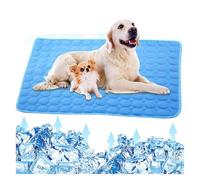 Dog Cooling Mat 4x More Effective,Foldable Portable Ice Silk Pet Cool Sleeping Mat,Indoor Outdoor Self Comfortable Blanket Dogs Pad,Washable,for Cats,Kennels,Crates and Beds (Blue, S:50*40cm)