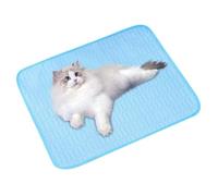 Dog Cooling Mat, Ice Silk Pet Cushion, Portable Breathable Design, Heat-Relief Sleeping Pad, Ideal for Living Room, Bedroom, Patio, Backyard, Senior Cat, Blue and Gray