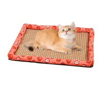 Dog Cooling Mat, Pet Cooling Pad, Heat Resistant Summer Puppy Cushion, Bed Rattan Square Nest Washable for Crate, Training, Camping Trips, 19,6 x 15,7 x 1,1 pulgadas, Brown