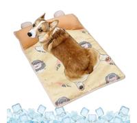 Dog Cooling Mat, Pet Ice Pad, Reutilizable Water Resistant Design, Breathable Sleeping Mat with Pillow for Interior, Outdoor, Crate, Jaula, Kennel, Car, Bedroom, Post Ejercise, Hot Weather