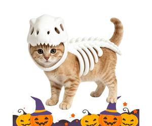 Dog Costume Funny Dinosaur Skeleton - Hooded Puppy Dress Up Outfit | | Soft Warm Fleece Pet Clothes Apparel Jumpsuit Coat Warm Outfit For Small Medium Dogs Cats Halloween Cosplay Party