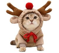 Dog Costume - Plush, 38x25x2cm Pet Hoodie Warm Winter Wear | 3D Reindeer Ears Festive Holiday Pet Apparel, Christmas Pets Outfit For Holiday Parties, Cosplay Events, Winter Outings, Photo Shoots