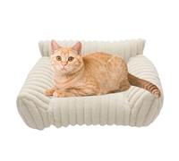 Dog Couch, Dog Sofa Bed, Chew Proof Soft Couch with 19,69 x 7,87 pulgadas, Compact Pet Furniture for Patio, Bedroom, Living Room, Travels, Apartment, Car, White Dark Coffee Gray