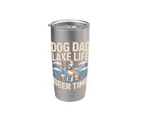 Dog Dad Lake Life Beer Time Pesca Fin de semana Vaso térmico de acero inoxidable de doble pared